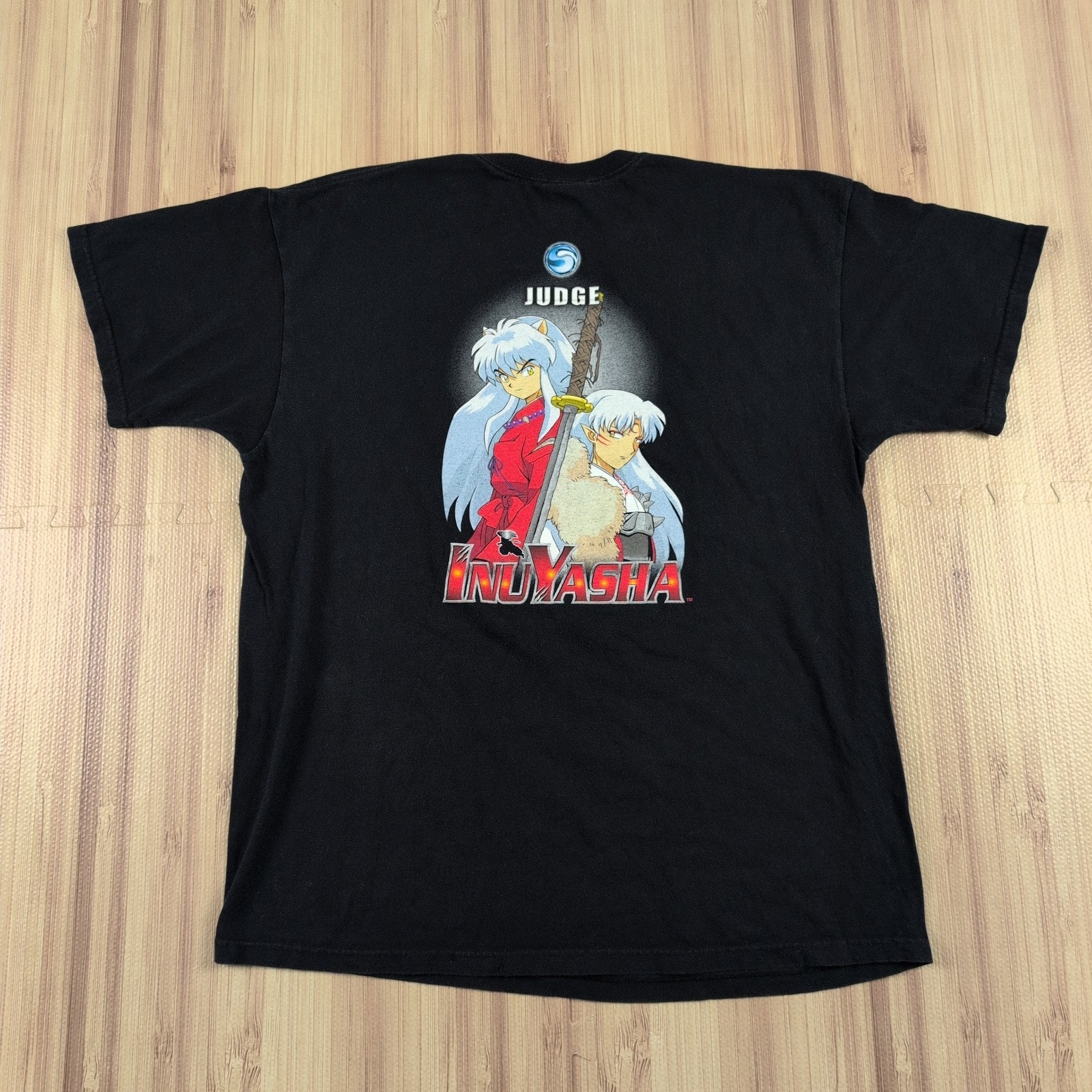 Inuyasha Trading Card Game Graphic Black T Shirt Size L Vintage 2005 Anime Tcg